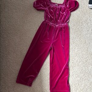 Crewcuts Fuchsia Velvet Jumpsuit